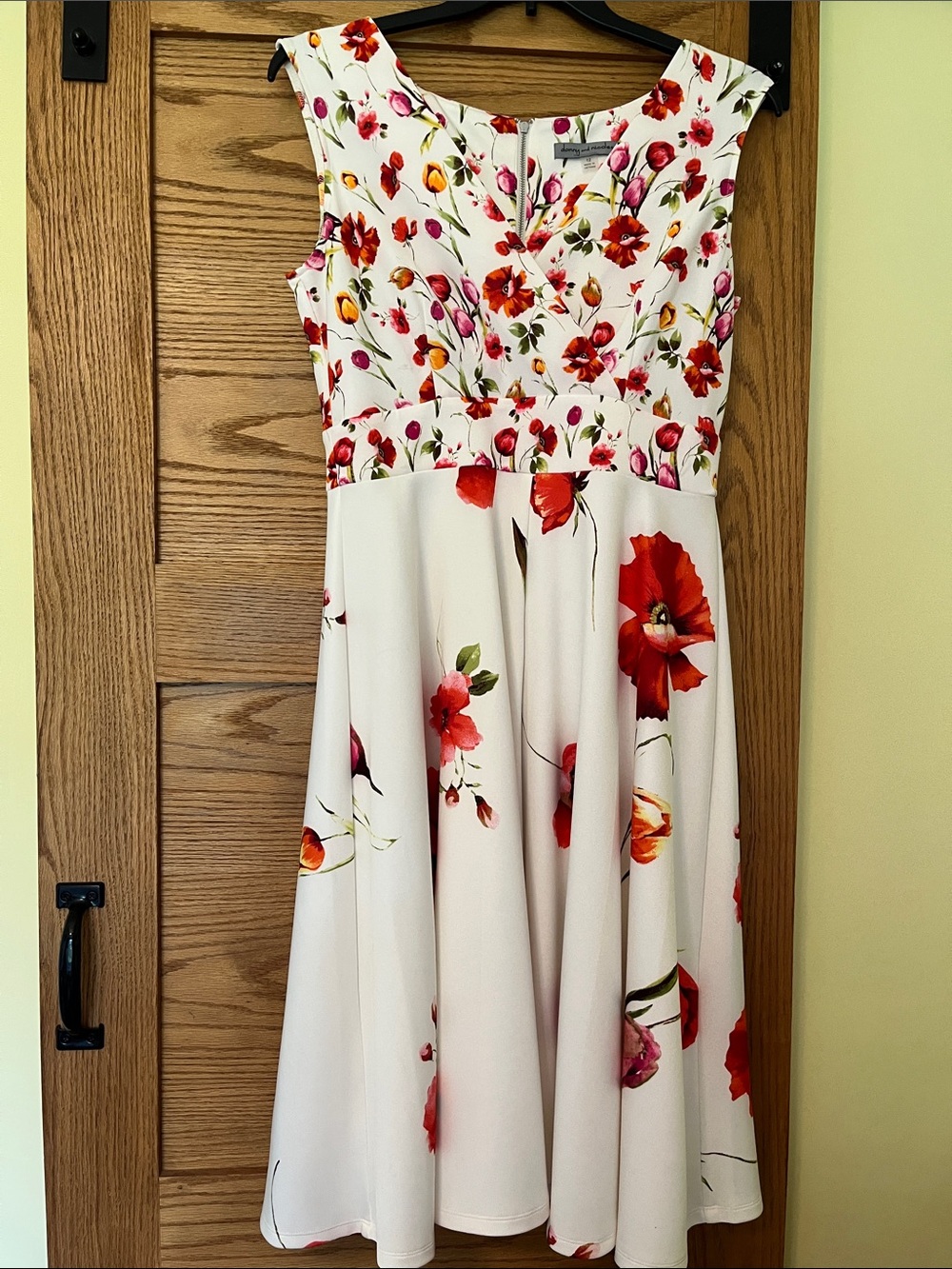 Danny & Nicole Ivory Dress with Red and Pink Floral Print